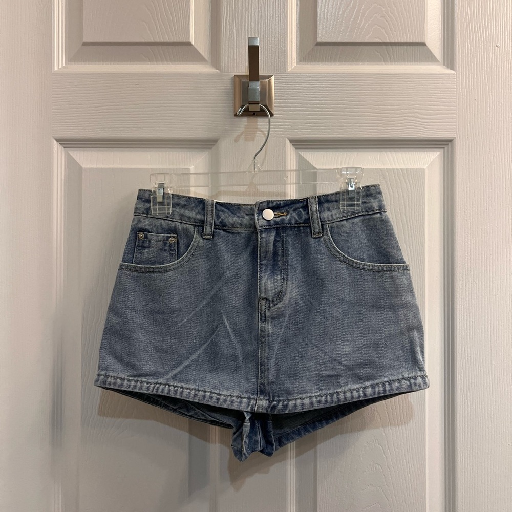 High-Waisted Denim Skort